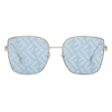 Fendi - Baguette - Square Sunglasses - Gold Light Blue - Sunglasses - Fendi Eyewear