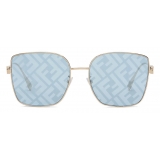 Fendi - Baguette - Occhiali da Sole Quadrati - Oro Azzurro - Occhiali da Sole - Fendi Eyewear
