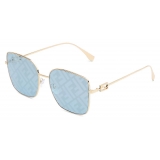 Fendi - Baguette - Square Sunglasses - Gold Light Blue - Sunglasses - Fendi Eyewear