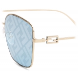 Fendi - Baguette - Occhiali da Sole Quadrati - Oro Azzurro - Occhiali da Sole - Fendi Eyewear