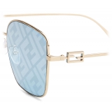 Fendi - Baguette - Square Sunglasses - Gold Light Blue - Sunglasses - Fendi Eyewear