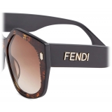 Fendi - Fendi Bold - Occhiali da Sole Quadrati - Nero Havana Marrone - Occhiali da Sole - Fendi Eyewear