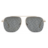 Fendi - Fendi Travel - Occhiali da Sole Pilot - Oro Grigio - Occhiali da Sole - Fendi Eyewear