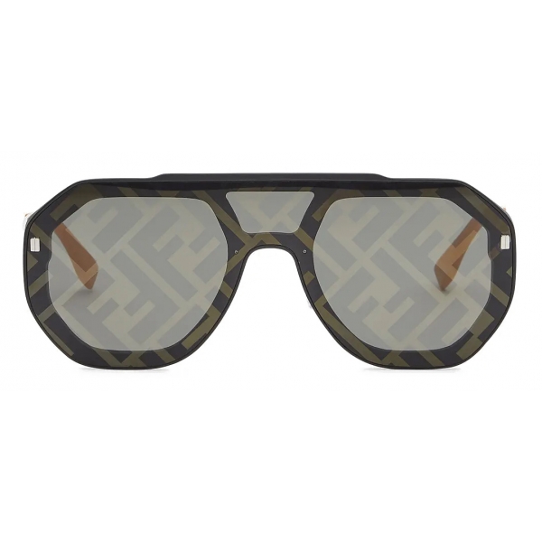 Fendi - FF Evolution - Occhiali da Sole Quadrati a Mascherina - Argento Nero Grigio - Occhiali da Sole - Fendi Eyewear