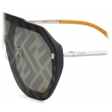 Fendi - FF Evolution - Occhiali da Sole Quadrati a Mascherina - Argento Nero Grigio - Occhiali da Sole - Fendi Eyewear