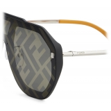 Fendi - FF Evolution - Square Shield Sunglasses - Silver Black Gray - Sunglasses - Fendi Eyewear