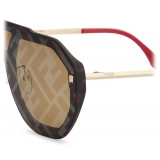Fendi - FF Evolution - Square Shield Sunglasses - Gold Havana Brown - Sunglasses - Fendi Eyewear
