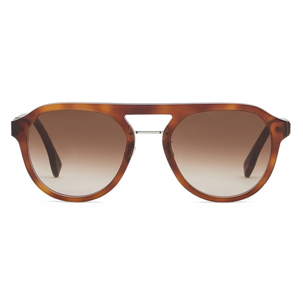 Fendi - Fendi Diagonal - Pilot Sunglasses - Havana Brown Yellow - Sunglasses - Fendi Eyewear