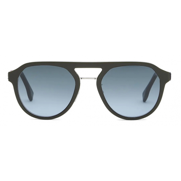 Fendi - Fendi Diagonal - Occhiali da Sole Pilot - Verde Scuro Blu - Occhiali da Sole - Fendi Eyewear