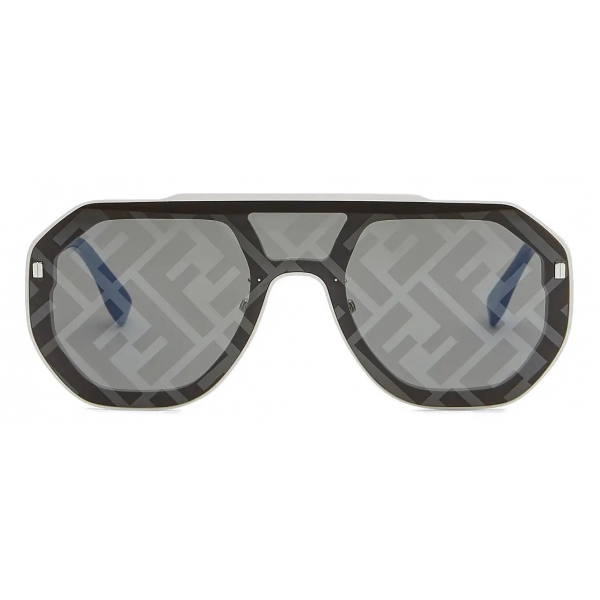 Fendi - FF Evolution - Square Shield Sunglasses - White Palladium Gray - Sunglasses - Fendi Eyewear