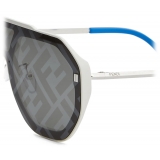 Fendi - FF Evolution - Square Shield Sunglasses - White Palladium Gray - Sunglasses - Fendi Eyewear