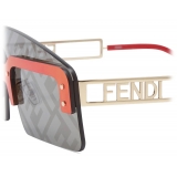 Fendi - FS Fendi Technicolor - Occhiali da Sole Mascherina - Oro Roso Grigio - Occhiali da Sole - Fendi Eyewear