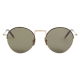 Thom Browne - White Gold Hingeless Round Sunglasses - Thom Browne Eyewear