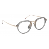 Thom Browne - Satin Crystal Grey and White Gold Clubmaster Eyeglasses - Thom Browne Eyewear