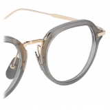 Thom Browne - Satin Crystal Grey and White Gold Clubmaster Eyeglasses - Thom Browne Eyewear