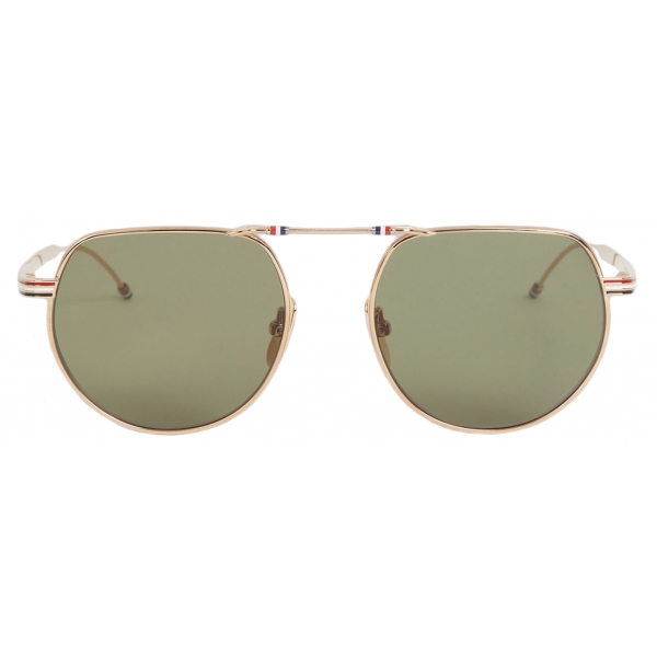 Thom Browne - White Gold Squared Aviator Sunglasses - Thom Browne Eyewear