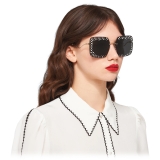 Miu Miu - Miu Miu Scenique Sunglasses - Square - Gold Pearl Slate Gray - Sunglasses - Miu Miu Eyewear