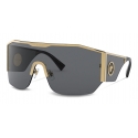 Versace - Occhiale da Sole Shield Medusa Halo - Grigio Oro - Occhiali da Sole - Versace Eyewear