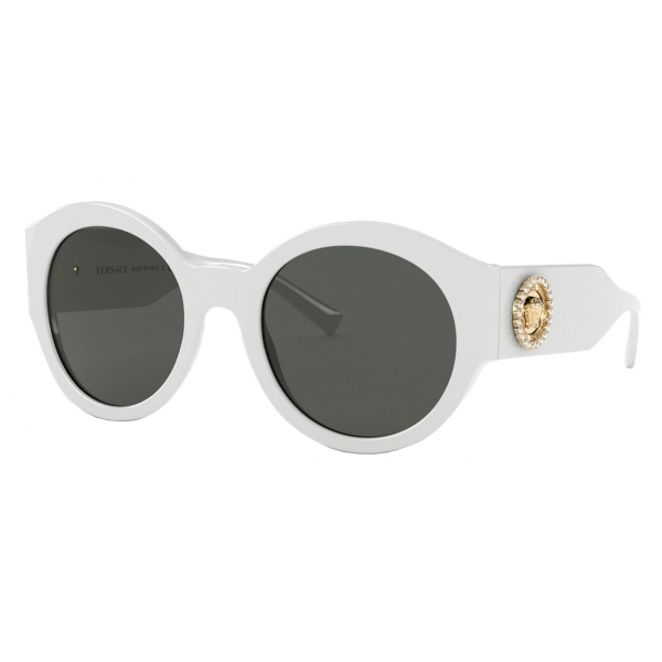 Versace - Sunglasses Round Medusa Crystal - White - Sunglasses - Versace Eyewear