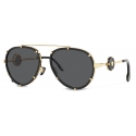 Versace - Occhiale da Sole Vintage Icon Pilot Clip-On - Nero Oro - Occhiali da Sole - Versace Eyewear