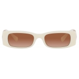 Valentino - Rectangular Acetate Sunglasses with Roman Stud - Ivory - Valentino Eyewear