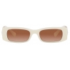 Valentino - Rectangular Acetate Sunglasses with Roman Stud - Ivory - Valentino Eyewear