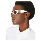 Valentino - Rectangular Acetate Sunglasses with Roman Stud - Ivory - Valentino Eyewear