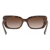 Valentino - Rectangular Acetate Sunglasses with Roman Stud - Havana Brown - Valentino Eyewear