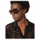 Valentino - Square Acetate Sunglasses with Roman Stud - Red Havana Marrone - Valentino Eyewear