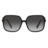 Valentino - Occhiale da Sole Squadrati in Acetato Vlogo Signature - Nero - Valentino Eyewear