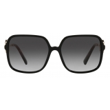 Valentino - Square Sunglasses in Vlogo Signature Acetate - Black - Valentino Eyewear