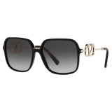 Valentino - Square Sunglasses in Vlogo Signature Acetate - Black - Valentino Eyewear