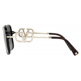 Valentino - Square Sunglasses in Vlogo Signature Acetate - Black - Valentino Eyewear