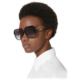 Valentino - Square Sunglasses in Vlogo Signature Acetate - Black - Valentino Eyewear