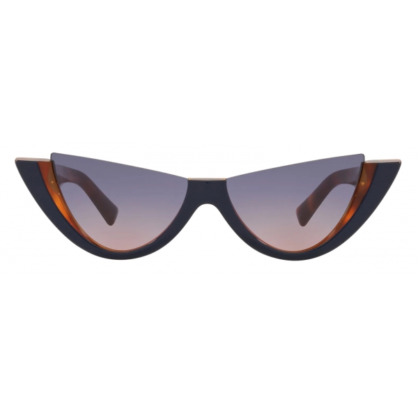 Valentino - Occhiale da Sole Cat-Eye in Acetato con Roman Stud - Havana Blu - Valentino Eyewear