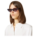 Valentino - Cat-Eye Sunglasses in Acetate with Roman Stud - Havana Blue - Valentino Eyewear