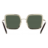 Valentino - Square Metal Sunglasses with Crystals - Gold Green - Valentino Eyewear