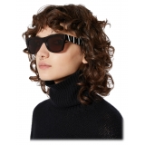 Valentino - Occhiale da Sole Rettangolare in Acetato VLTN - Havana Marrone - Valentino Eyewear