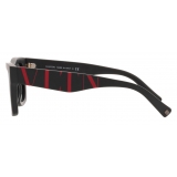 Valentino - Occhiale da Sole Rettangolare in Acetato VLTN - Nero Grigio - Valentino Eyewear