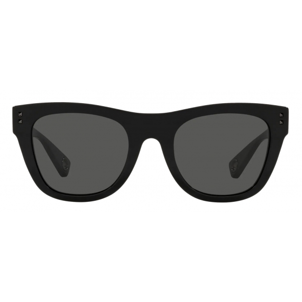 Valentino - Occhiale da Sole Rettangolare in Acetato - Nero Grigio - Valentino Eyewear