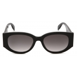 Alexander McQueen - Occhiali da Sole Ovali McQueen Graffiti - Nero Bianco - Alexander McQueen Eyewear