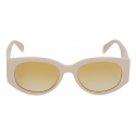 Alexander McQueen - Occhiali da Sole Ovali McQueen Graffiti - Bianco Giallo - Alexander McQueen Eyewear