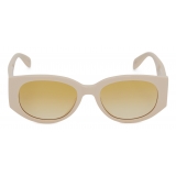 Alexander McQueen - Occhiali da Sole Ovali McQueen Graffiti - Bianco Giallo - Alexander McQueen Eyewear