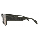 Alexander McQueen - Occhiali da Sole Rettangolari McQueen Graffiti - Kaki - Alexander McQueen Eyewear