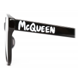Alexander McQueen - Occhiali da Sole Quadrati McQueen Graffiti - Nero Bianco - Alexander McQueen Eyewear