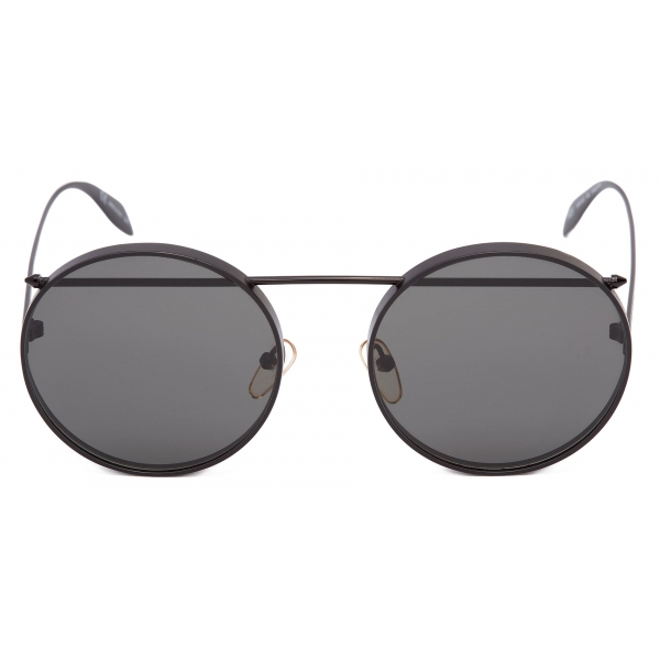 Alexander McQueen - Piercing Round Metal Sunglasses - Black Dark Grey - Alexander McQueen Eyewear
