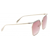 Alexander McQueen - The Cut Square Sunglasses - Light Gold - Alexander McQueen Eyewear