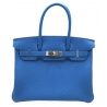 Hermès Vintage - Taurillon Clemence Birkin 30 - Blue - Leather Handbag