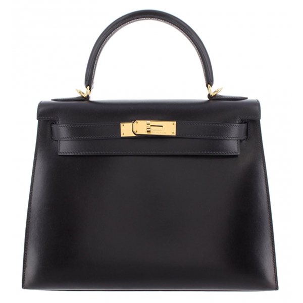 Hermès Vintage - Box Calf Kelly 28 - Black - Leather Handbag