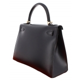 Hermès Vintage - Box Calf Kelly 28 - Black - Leather Handbag